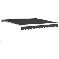 Outsunny Toldo retrátil elétrico e manual dim. 295L x 250l cm telecomando incluído alu. Poliéster de alta densidade, cinza(m-1)