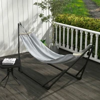Outsunny Support avec Hamac Pliable en Acier, 2 en 1 pour Hamac ou Chaise Suspendue, Sac de Transport Inclus 268x89x100cm Gris(m-9)