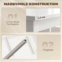 HOMCOM 5-delige Eethoek voor 4 Personen, Rechthoekige Eettafel en Stoelen van Massief Hout, Compact, Wit(m-5)