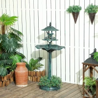 Outsunny Banho de pássaros abrevadeiro para pássaros jardineira 3 em 1 Ø 50 x 113 cm polipropileno verde-de-gris(m-6)