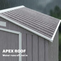 Outsunny 7ft x 4ft Lockable Garden Storage Shed, Metal Tool Storage Sheds with Sloped Roof and Foundation, Grey(m-7)