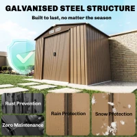 Outsunny Outdoor Storage Shed, 7ft x 4ft, Large Patio Roofed Tool Metal Storage Building Foundation Sheds Box Outdoor Furniture(m-4)