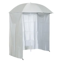 Outsunny Guarda-sol de praia Ø 2,2 x 2,2 m proteção UV, saco de transporte, estacas e lastros integrados creme(m-4)