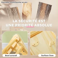 AIYAPLAY Triangle d'escalade, 3 en 1 en bois pour grimper et glisser, charge max. 50 kg, pour 18-48 mois, bois naturel(m-5)