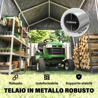 Outsunny Tendone Garage per Auto, Moto e Attrezzi, in Metallo e Tessuto PE, 280x240x240 cm, Grigio(m-4)