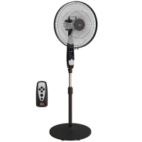 HOMCOM Ventilateur sur pied hauteur réglable oscillant 85° 3 vitesses 50 W avec écran LED télécommande minuterie Ø 42 cm noir(m-11)