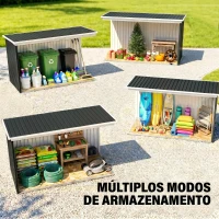 Outsunny Abrigo de Jardim 280x130x172cm Abrigo de Exterior de Aço Galvanizado com Porta Corredeira e Ventilações Cinza Escuro(m-9)