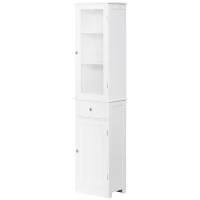 kleankin Armario de Baño Alto, Armario de Almacenaje Delgado, con Estantes Ajustables, Cajón, para Espacios Pequeños, Moderno, 40x27x171,5 cm, Blanco(m-11)