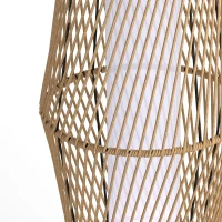 Outsunny Lanterne Solaire Extérieure en Résine Tressée avec Capteur de Lumière, pour Jardin Patio, 26x26x68cm, Sable(m-11)