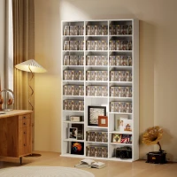 HOMCOM Raft pentru 835 CD-uri sau 500 DVD-uri, raft media Blu-ray cu 27 compartimente și 21 polițe reglabile, Alb(m-5)