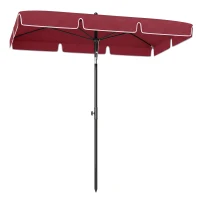 Outsunny Guarda-sol de jardim Guarda-sol reto retangular inclinável alumínio metal poliéster de alta densidade 200 x 130 cm vermelho(m-13)