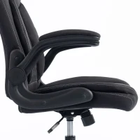 HOMCOM Linen-Look Computer Desk Chair, Executive Office Chair with Flip-Up Armrests and Thick Cushion, Black(m-11)
