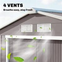 Outsunny 7ft x 4ft Lockable Garden Storage Shed, Metal Tool Storage Sheds with Sloped Roof and Foundation, Grey(m-8)