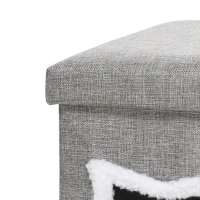 PawHut Niche chat interieur maison chat interieur 2 en 1 pied en bois coussin amovible lavable balle, 35,5x35,5x42,5cm, gris(m-11)