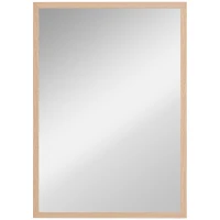 HOMCOM Specchio da Parete Rettangolare con Ganci, Specchio a Muro in Vetro e MDF, 50x70 cm, Color Legno(m-1)