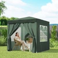 Outsunny 2 x 2m Pop Up Gazebo, w/Side Walls, Windows-Green(m-8)