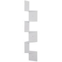 HOMCOM Estante de Canto de Parede em Forma de Zigzag 20L x 20l x 126H cm 5 Níveis Madeira Branca