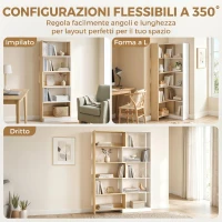 HOMCOM Libreria Angolare a 5 Ripiani dal Design Modulabile e Salvaspazio, in Legno, 67x67x163.7 cm, Multicolore(m-4)