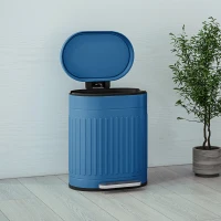 HOMCOM Lixeira de cozinha lixeira com pedal 20L tampa de fecho suave balde interior removível 36,5 x 31,2 x 45 cm azul(m-4)