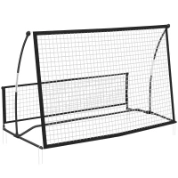 SPORTNOW Filet de Rebond Football Portable 2-en-1, Double Face, avec Sac de Transport et Piquets de Sol, 200x94x122/52cm, Noir(m-12)