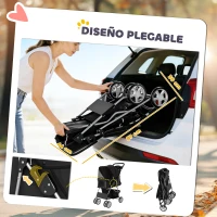 PawHut Carrito para Perros Pequeños con Cesta de Almacenaje Portavasos Ruedas y Cojín Lavable 77x44x102 cm Negro(m-5)