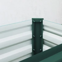 Outsunny Canteiro quadrado canteiro elevado em aço galvanizado barras de suporte e placas de canto fundo aberto 240 x 40 x 45 cm verde(m-5)