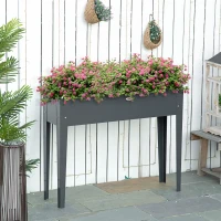 Outsunny Jardineira sobre pés quadrada para horta com orifício de drenagem aço galvanizado 100 x 30 x 80 cm cinza(m-6)