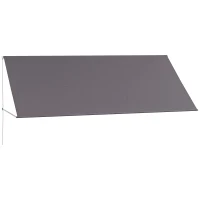 Outsunny Toldo retrátil manual com inclinação ajustável 300 x 120 cm proteção UV alumínio poliéster cinza escuro(m-7)