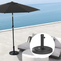 Outsunny Base para guarda-sol exterior para mastro de Ø 38 e 48 mm peso líquido 22 kg em metal Ø 48 x 38,5 cm preto(m-4)