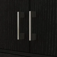 HOMCOM Buffet alto armário de cozinha 4 portas 2 armários e 1 gaveta central altura 180 cm com 2 prateleiras reguláveis preto(m-5)