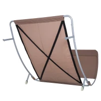 Outsunny Espreguiçadeira 2 Lugares Cama de Jardim Teto regulável 2 rodízios 2 almofadas Aço epóxi Poliéster Castanho escuro(m-5)