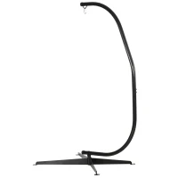 Outsunny Suporte para poltrona suspensa, suporte para cadeira suspensa base em X mosquetão com mola carga 120 kg 114 x 80 x 208 cm preto(m-7)