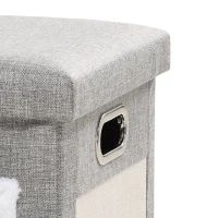 PawHut Niche chat interieur maison chat interieur 2 en 1 pied en bois coussin amovible lavable balle, 35,5x35,5x42,5cm, gris(m-12)