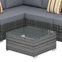 Outsunny 4 Pieces Rattan Garden Furniture Set, Wicker Outdoor Furniture Set with Corner Sofa Loveseat Coffee Table Cushions, Conservatory Furniture Set for Patio Balcony Poolside, Grey(m-13)