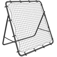 SPORTNOW Filet de Rebond Pliable Réglable à 5 Angles avec 24 Cordes Élastiques Filet pour Football, Acier, 120x73x112cm, Noir(m-12)