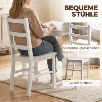 HOMCOM 5-delige Eethoek voor 4 Personen, Rechthoekige Eettafel en Stoelen van Massief Hout, Compact, Wit(m-6)