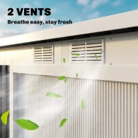 Outsunny 9' x 4' Metal Garden Storage Shed Tool House with Sliding Door Spacious Layout for Backyard, Lawn Dark Gray(m-8)