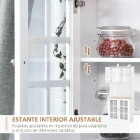 HOMCOM Alacena de Cocina con Estantes y Puertas de Vidrio para Pequeños Electrodomésticos y Menaje 80x37x183 cm Blanco(m-7)