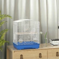 PawHut Large Metal Bird Cage with Perches, Food Bowls, Swing, for Budgies, Parakeets, Blue(m-2)