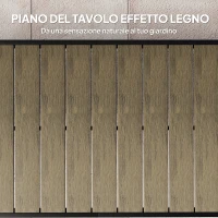 Outsunny Tavolo da Pranzo da Giardino per 8 Persone in Alluminio e Plastica, Legno Scuro e Nero(m-4)