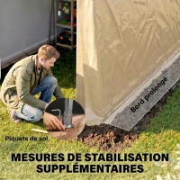 Outsunny Abri de jardin tente de stockage portable pour extérieur avec cadre en acier galvanisé et grande porte 2 x 3,6 m beige(m-6)