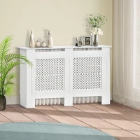 HOMCOM Cache-radiateur Design Contemporain façade perforé dim. 111,5L x 19l x 82H cm MDF Blanc(m-10)