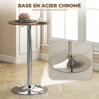HOMCOM Table de Bar Table Bistro Mange-debout Hauteur réglable 67-93 cm Plateau pivotant 360° marron(m-6)