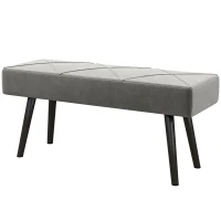 HOMCOM Taburete Pie de Cama Multifuncional con Pies de Acero y Asiento Acolchado para Entrada Pasillo 100x36x45 cm Gris(m-11)