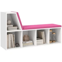 HOMCOM Bibliothèque banc 2 en 1 avec 5 compartiments de rangement et 2 coussins 108 x 30 x 60 cm blanc rose(m-11)