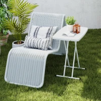 Outsunny Mesa de apoio dobrável em HDPE mesa dobrável altura regulável em 6 níveis para pátios jardins 76 x 50 x 74 cm branco(m-5)