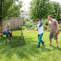 SPORTNOW Filet de Rebond Pliable Réglable à 5 Angles avec 24 Cordes Élastiques Filet pour Football, Acier, 120x73x112cm, Noir(m-8)