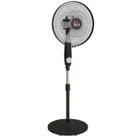 HOMCOM Ventilateur sur pied hauteur réglable oscillant 85° 3 vitesses 50 W avec écran LED télécommande minuterie Ø 42 cm noir(m-1)