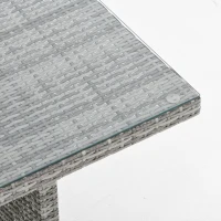 Outsunny 6-Piece Wicker Rattan Garden Set, Aluminium Patio Wicker Dining Sets with Glass Top Table & Soft Cushion, Light Grey(m-7)