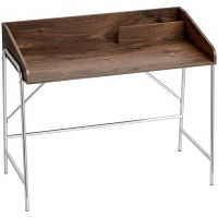 HOMCOM Escritorio Escritorio para Ordenador 109 cm con Borde de Seguridad y Estructura de Metal Nogal(m-1)
